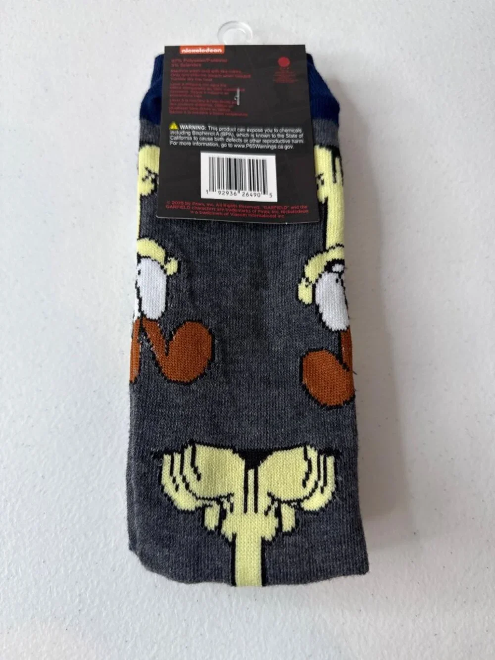 Garfield and Odie Crew Socks Mens Novelty Cartoon Gray NWT One Size